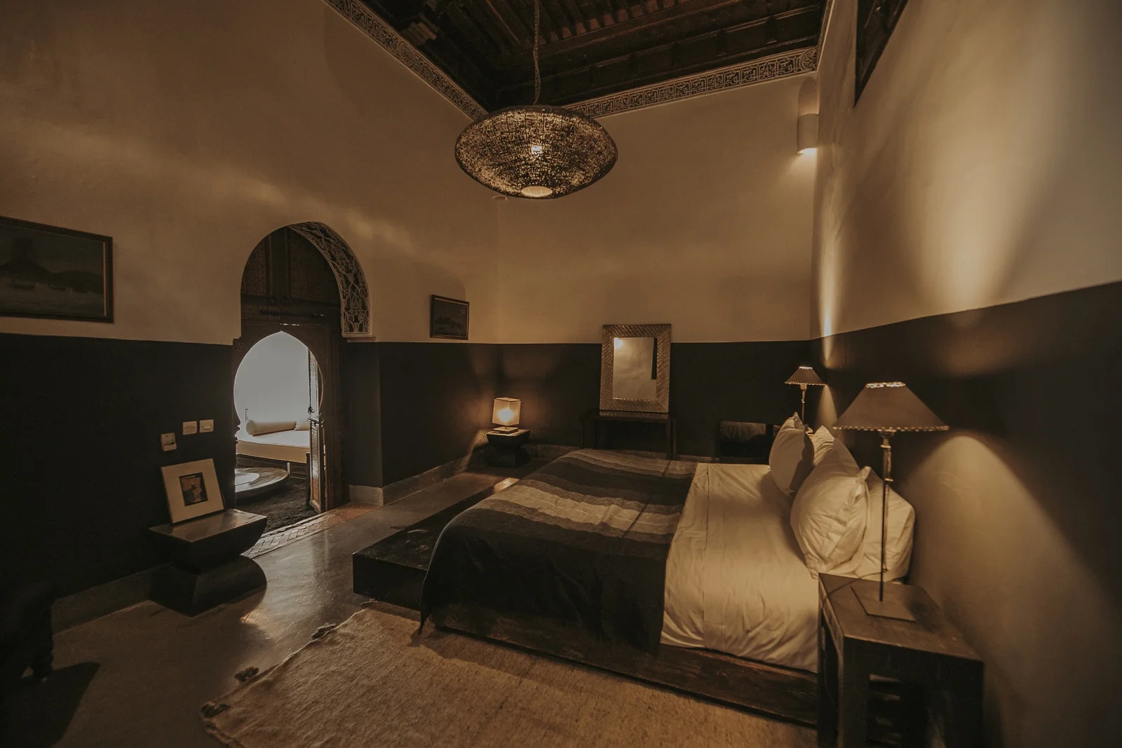 The Douiria King Suite at Dar Zelda and its 18th-century ceremonial salon with painted-cedar ceiling — view 2