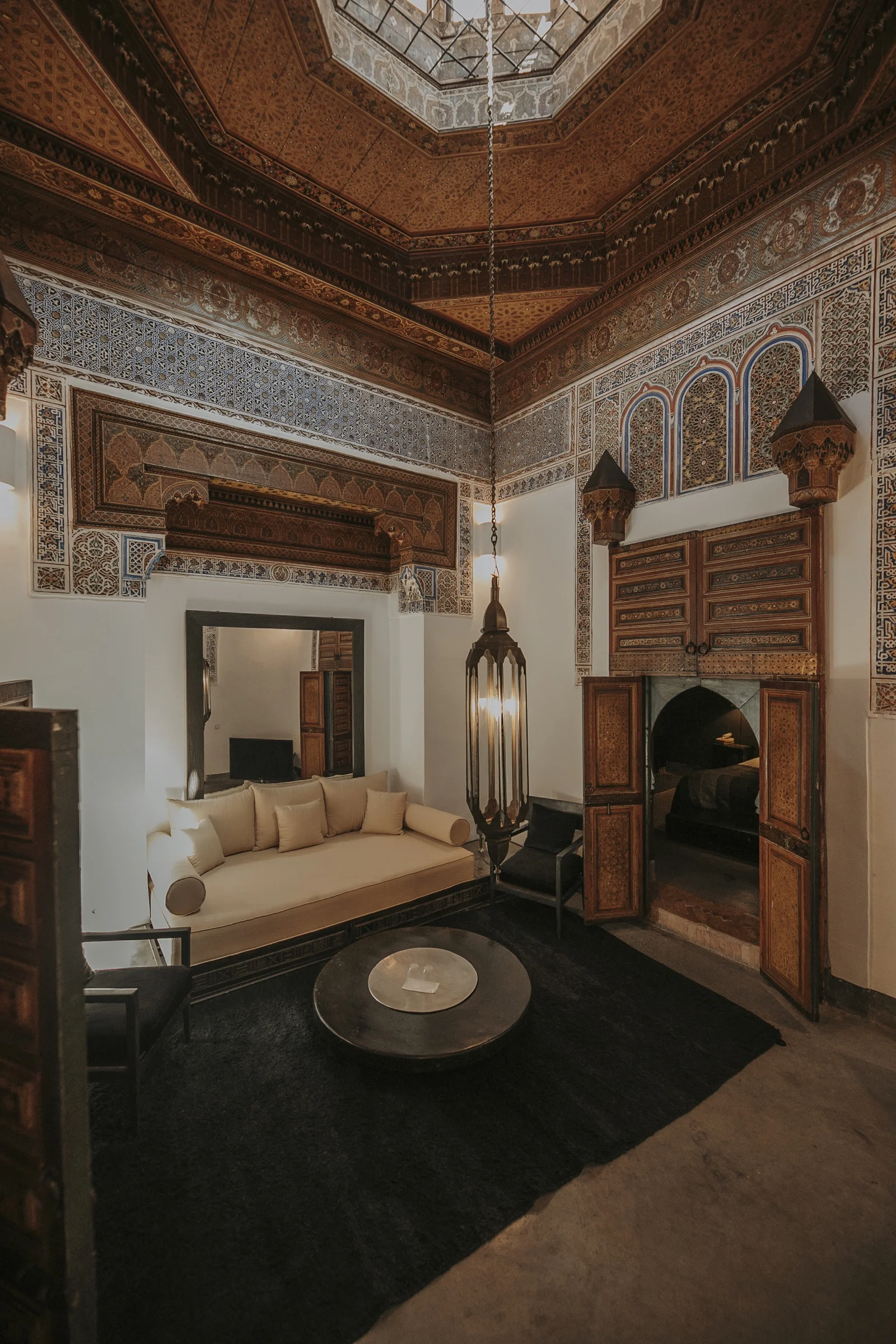 The Douiria King Suite at Dar Zelda and its 18th-century ceremonial salon with painted-cedar ceiling — view 6