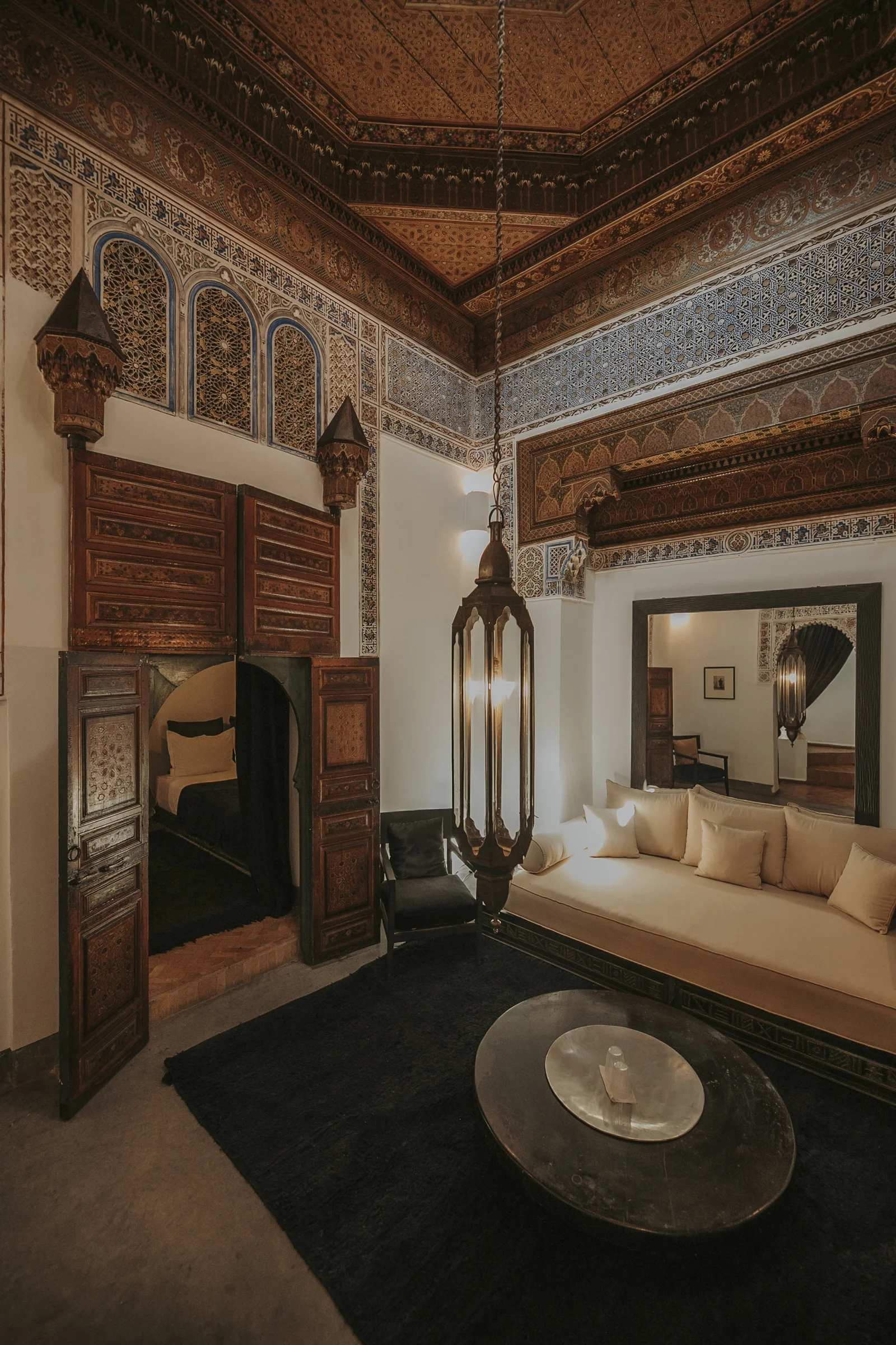 The Douiria King Suite at Dar Zelda and its 18th-century ceremonial salon with painted-cedar ceiling — view 3